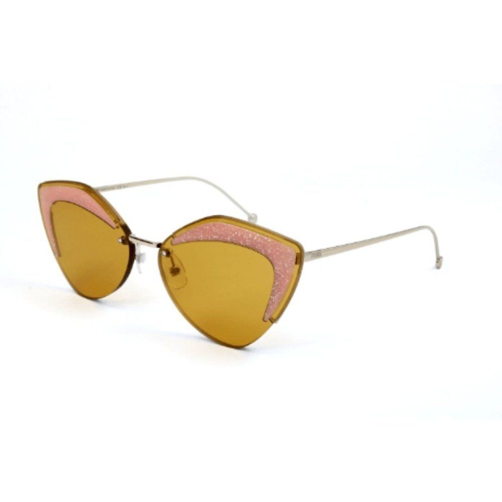 Fendi Yellow Gold Ff0355/S Emp Geometric Women Glass Sunglasses